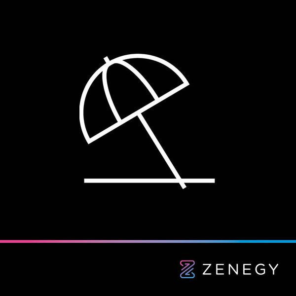 Minimalist umbrella logo with white outline on black background for fintech branding
