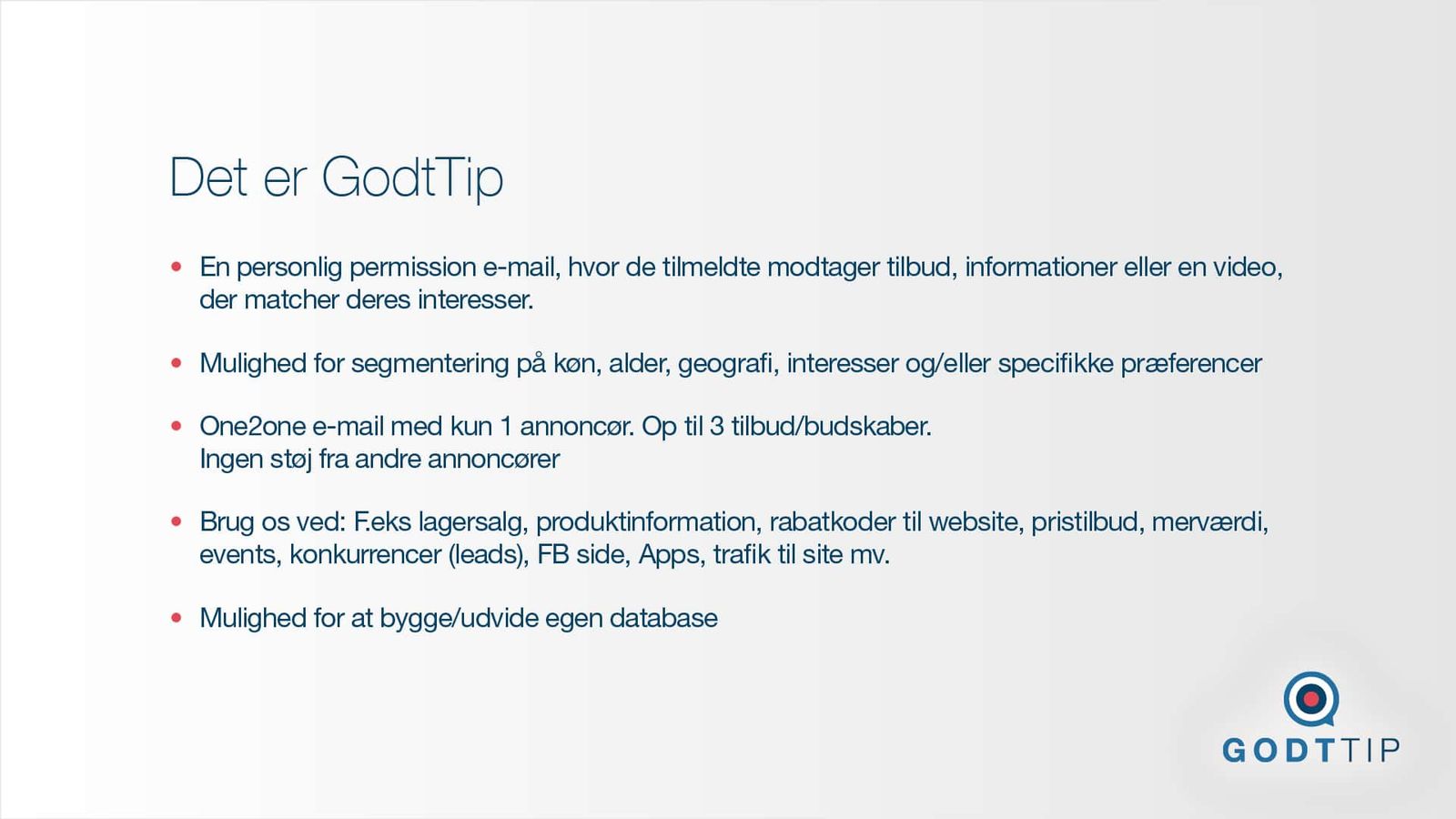 Presentation slide displaying visual identity guidelines including typography, colour palette and messaging framework for permission-based email platform