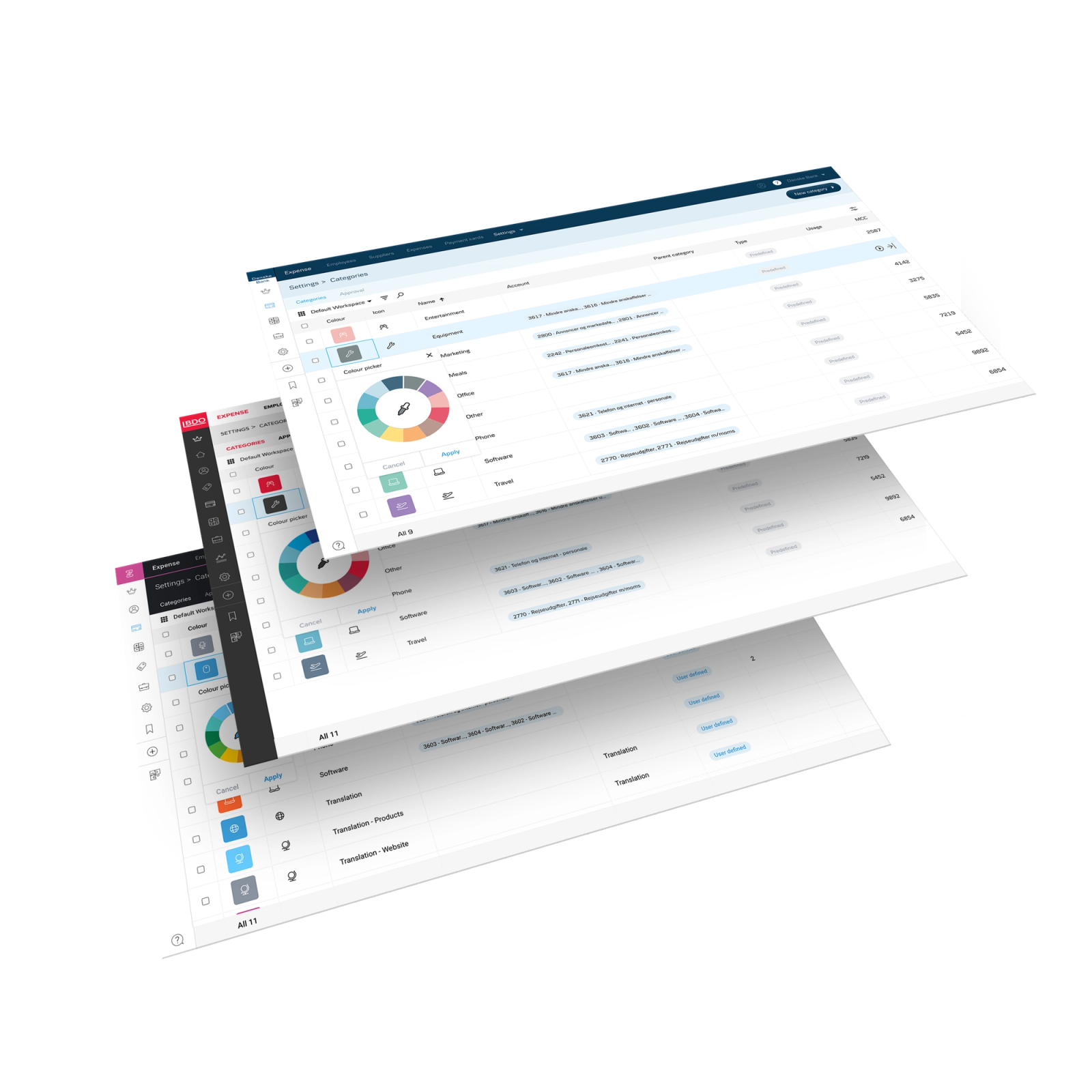 Zenegy-framework med interaktionsdesign og designsystem til fintech-løsninger med farveskemaer og datavisu