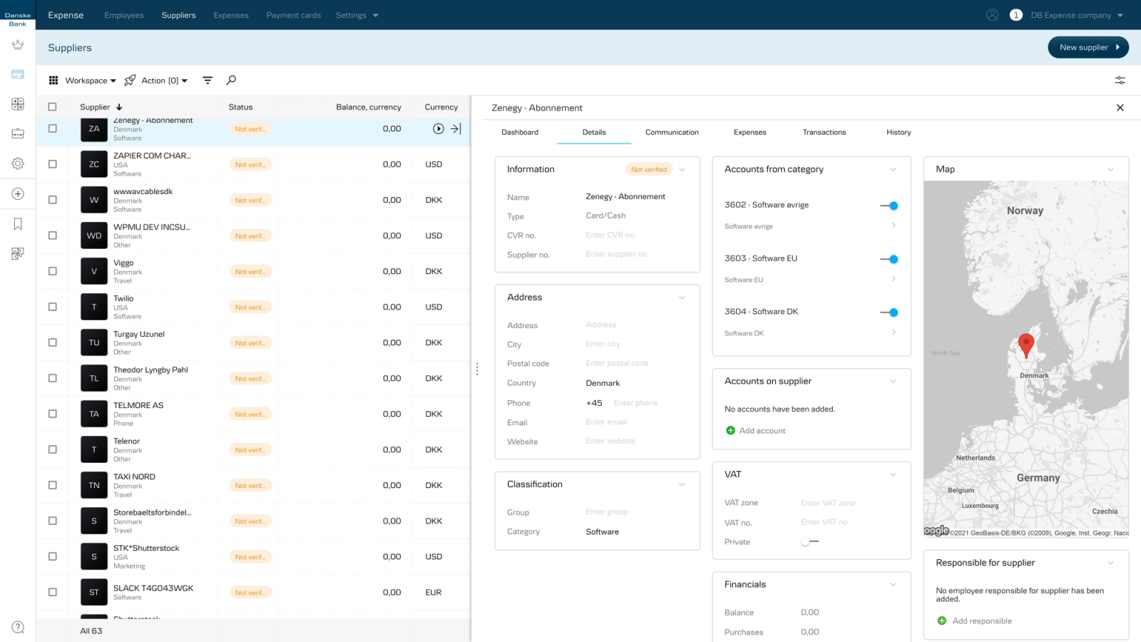 SaaS product design – expense management interface