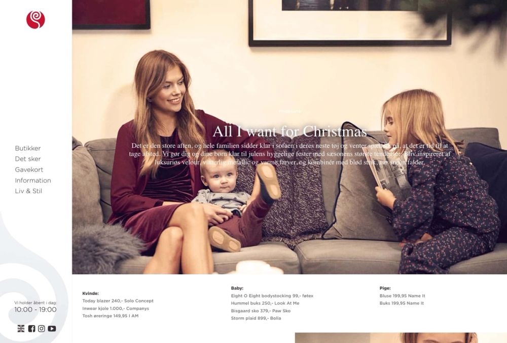 Article design for Christmas campaign featuring warm typography, product styling and shopping content