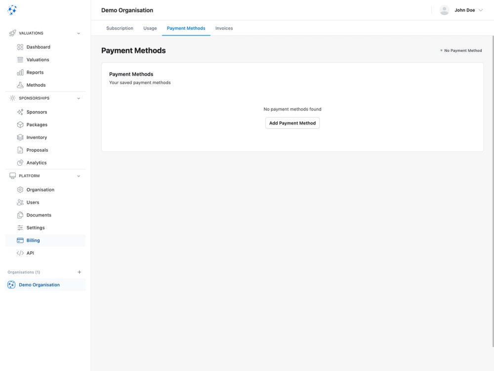 Payment methods — light mode