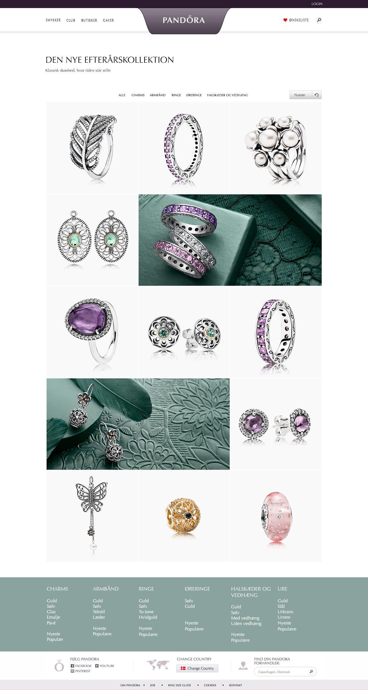 Product display featuring 3-column grid layout showcasing silver jewelry, rings and earrings with enhanced visibility