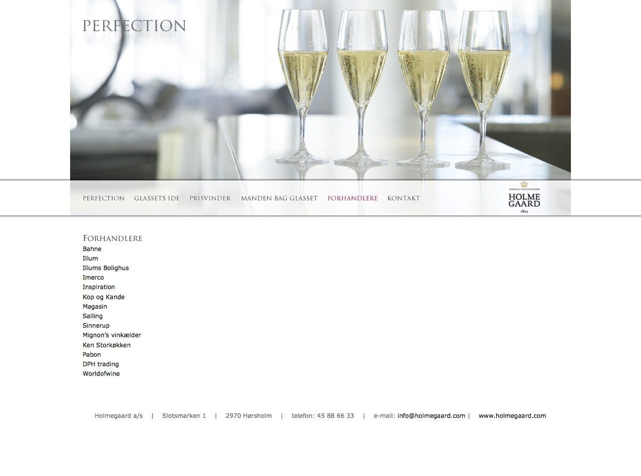 Interaction design showcasing a retailers page with champagne glasses and organized merchant directory listing