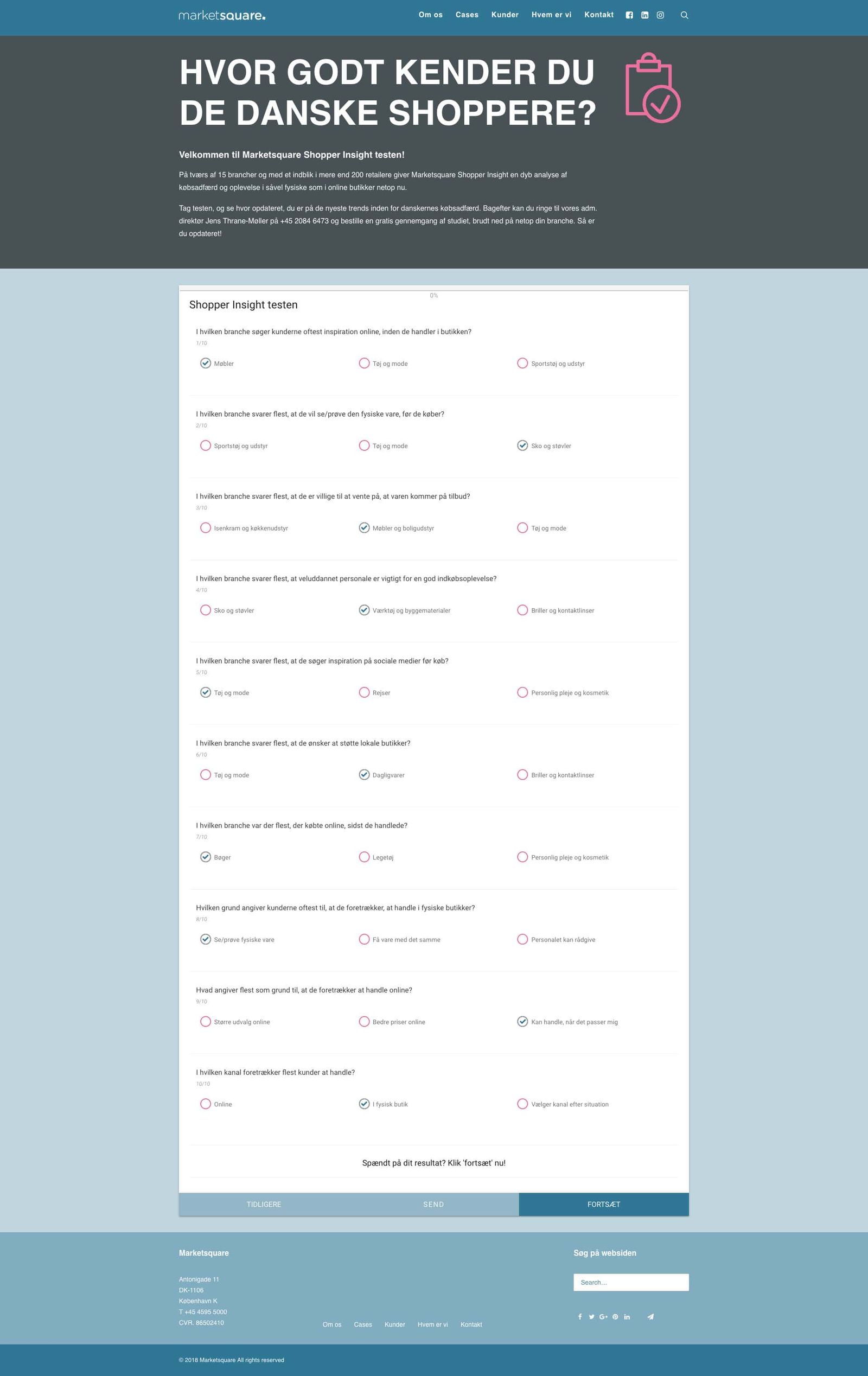 Service design questionnaire featuring multiple choice survey questions for shopper behavior insights and retail analytics