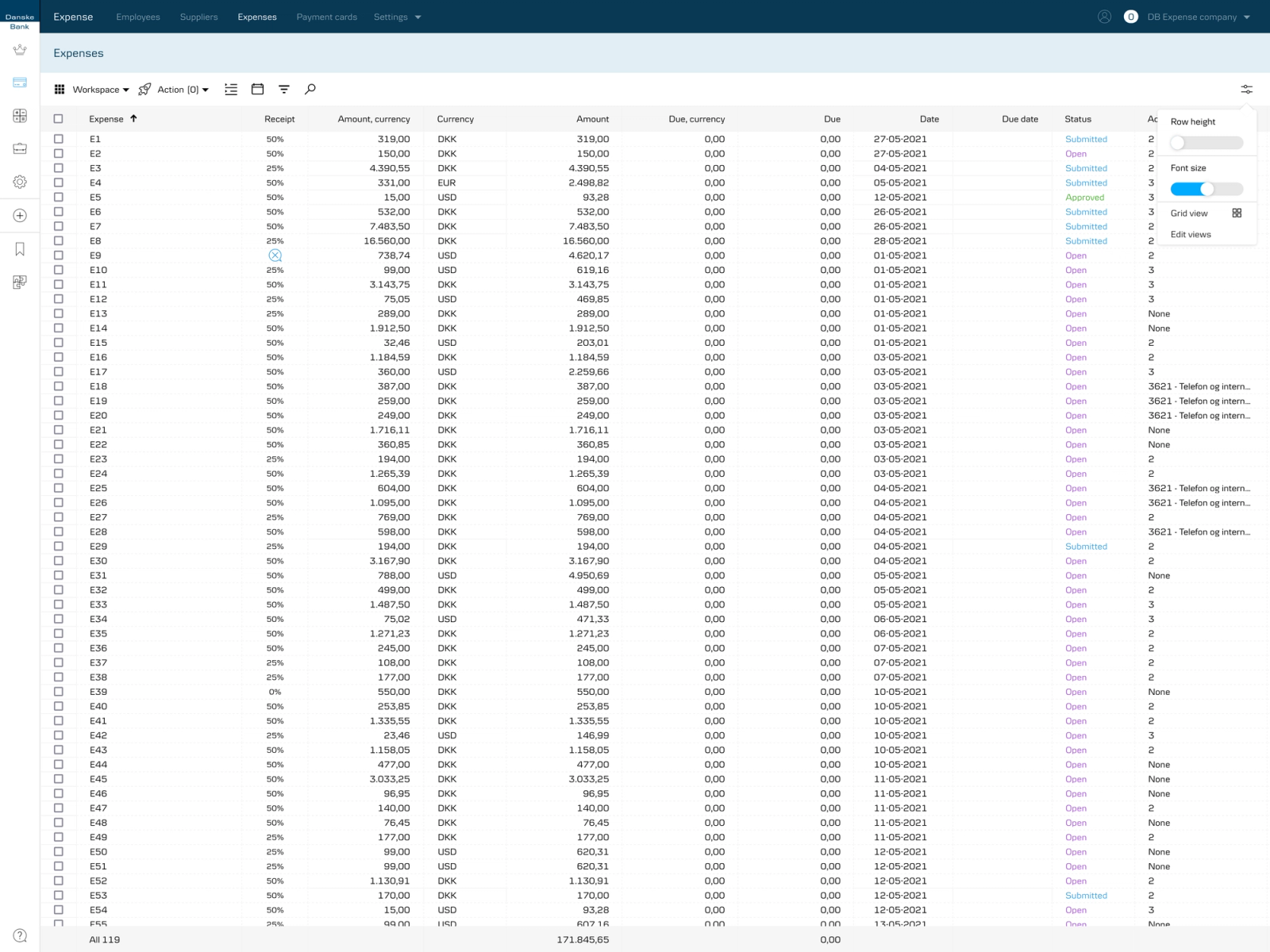 Expense management interface showcasing SaaS product design