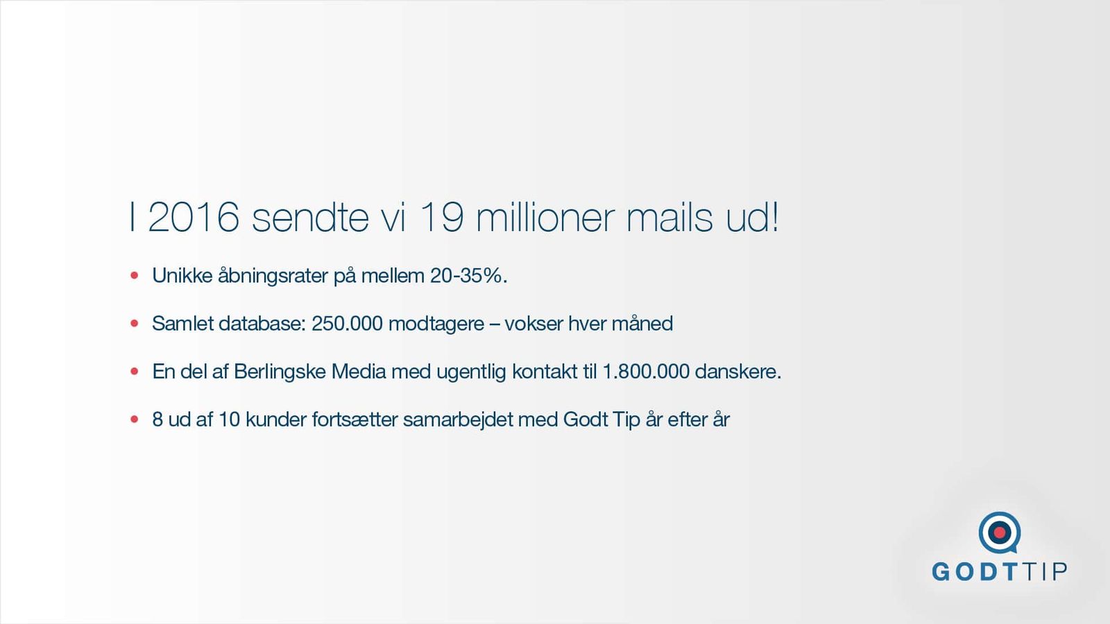 Presentation slide showcasing email campaign metrics and customer engagement statistics
