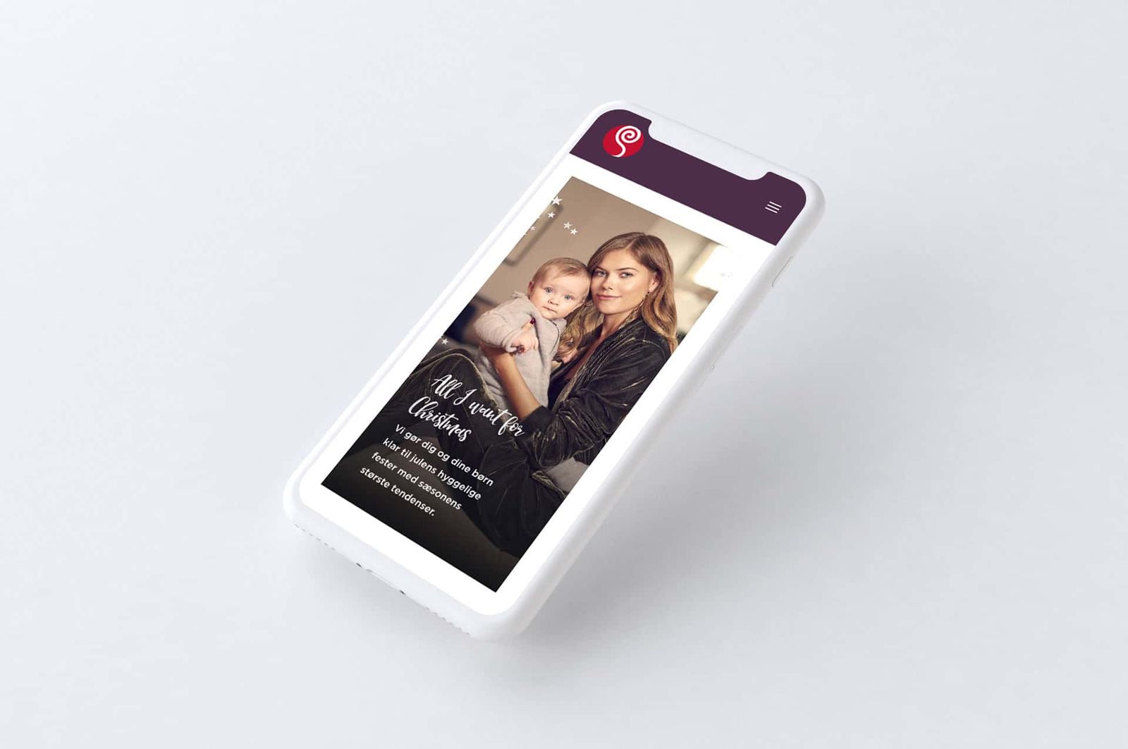 Mobile interface design showcasing Rosengårdcentret's responsive WordPress site with integrated Instagram feed and social media content