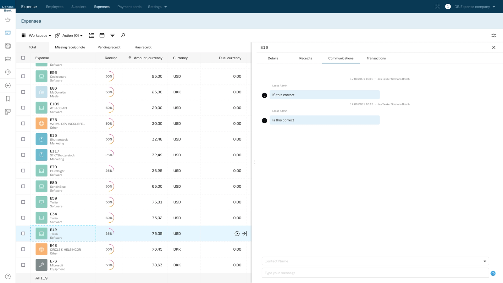 SaaS product design expense management interface