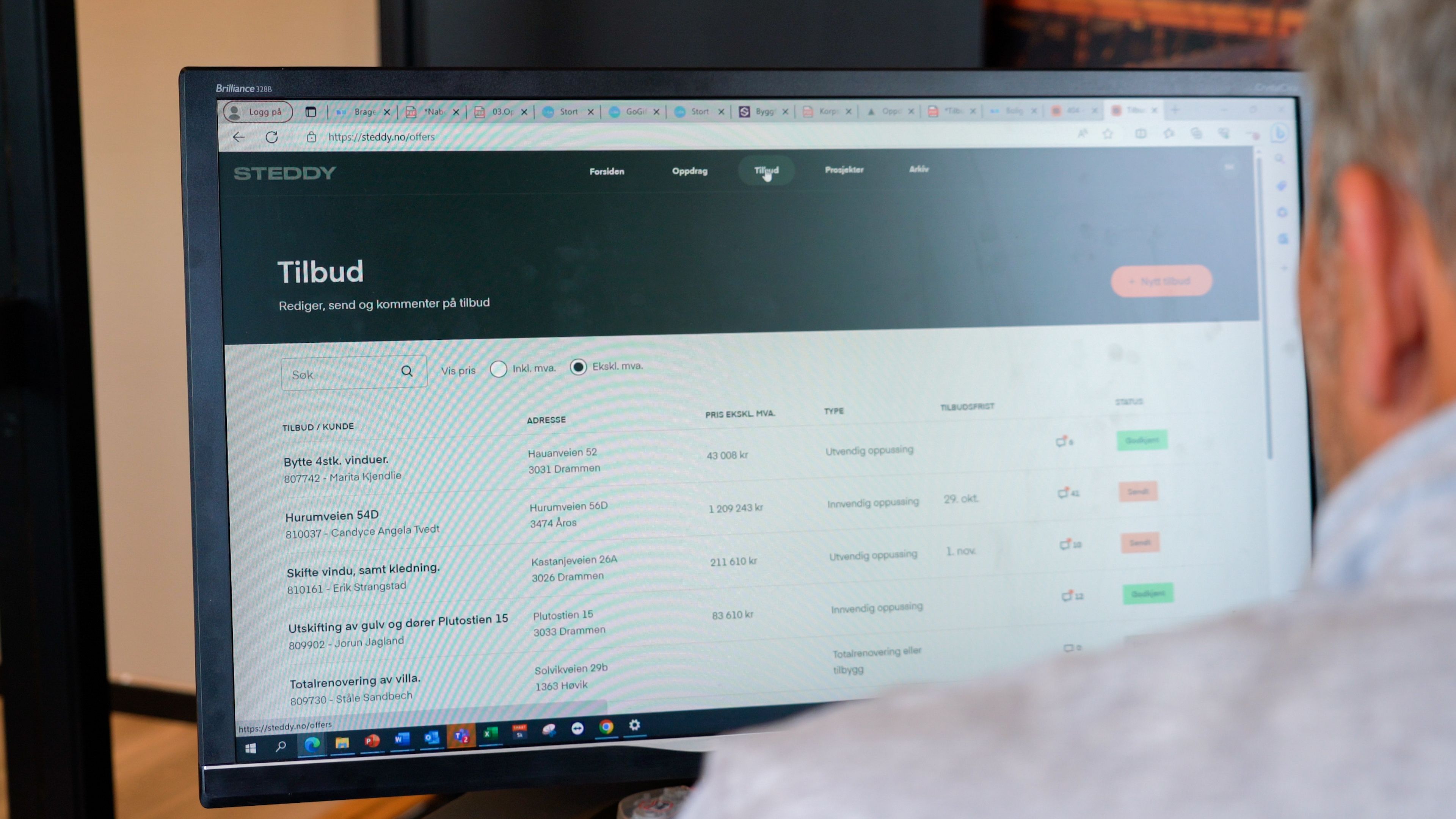 Pc skjerm som presenterer Steddy digitalverktøy