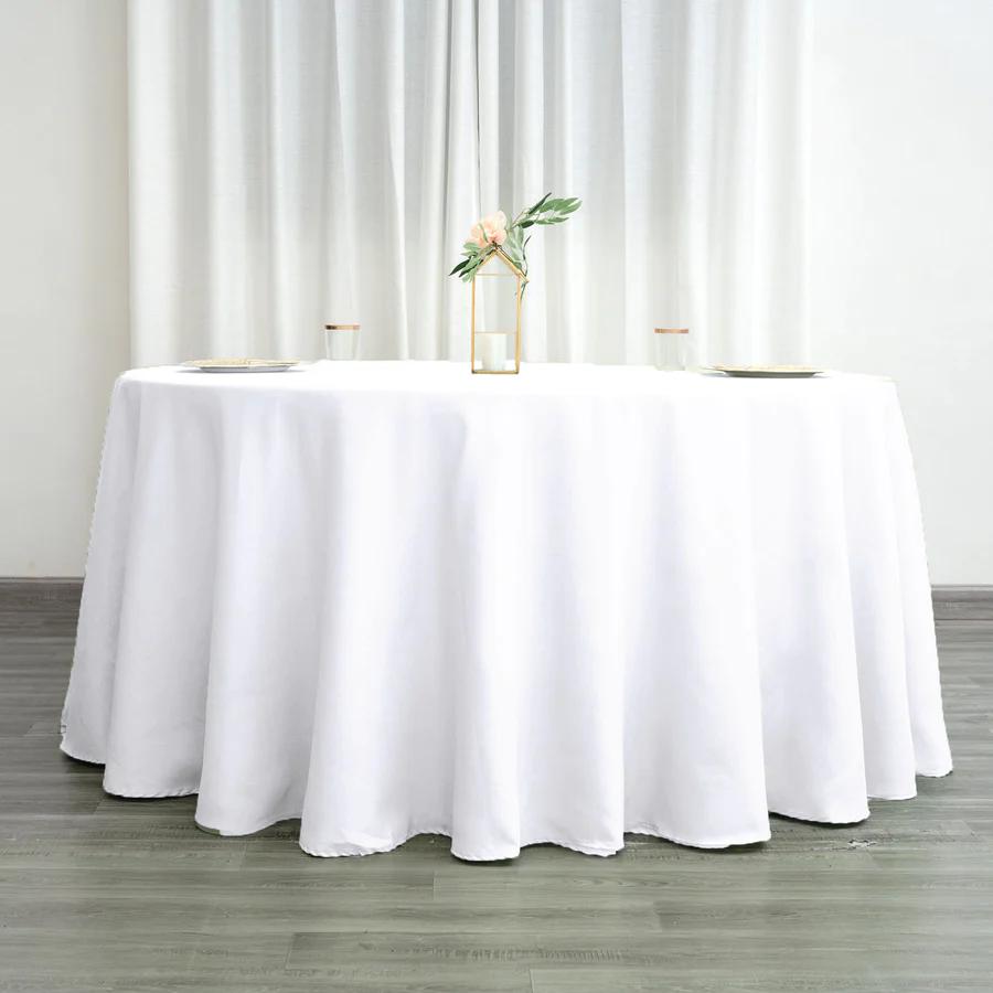  White Polyester Round Tablecloth