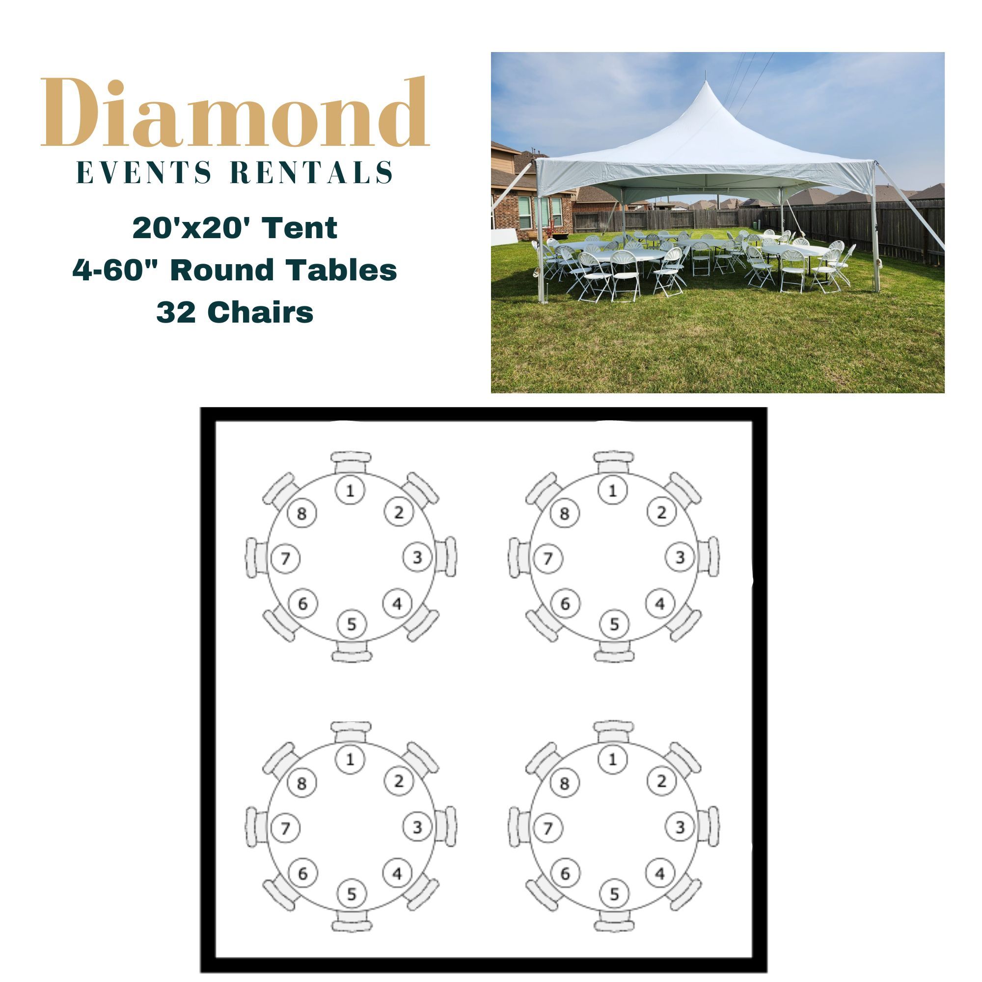 32 Person 20'x20' Marquee Tent Package