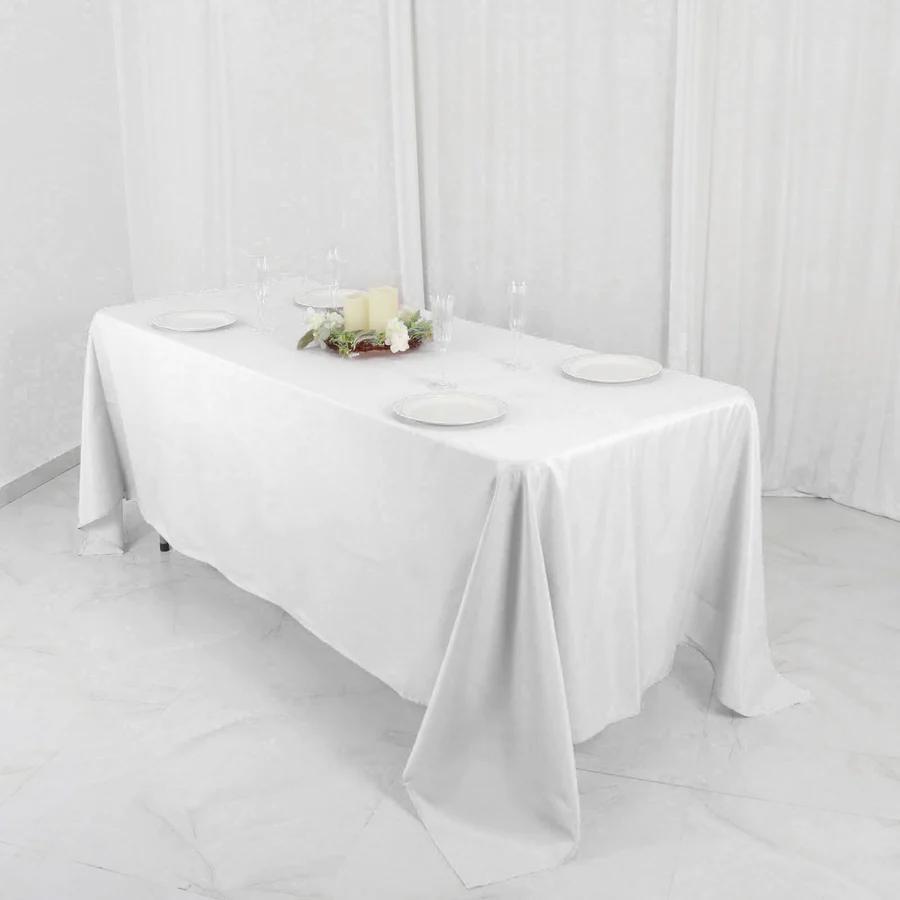 White Polyester Rectangle Tablecloth