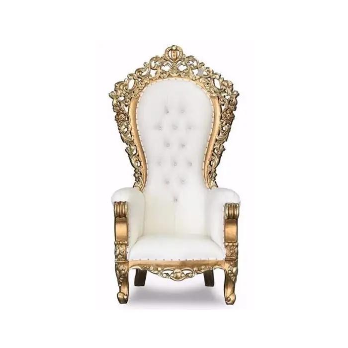 White and Gold Throne Chair Small Image