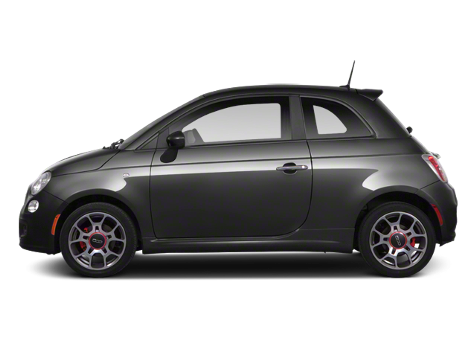 Black compact hatchback, side view