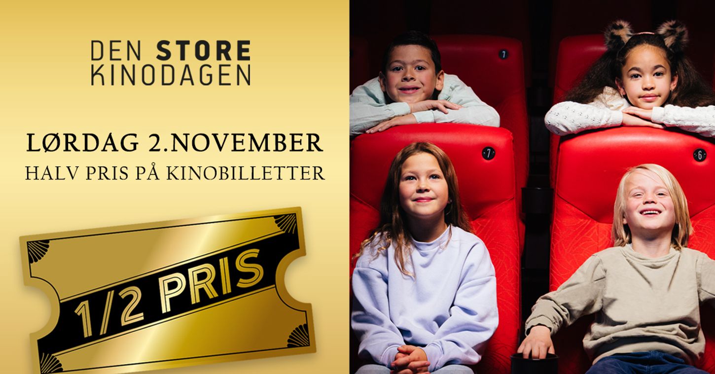 Den store kinodagen 2024 - lørdag 2. november - Halv pris på kinobilletter