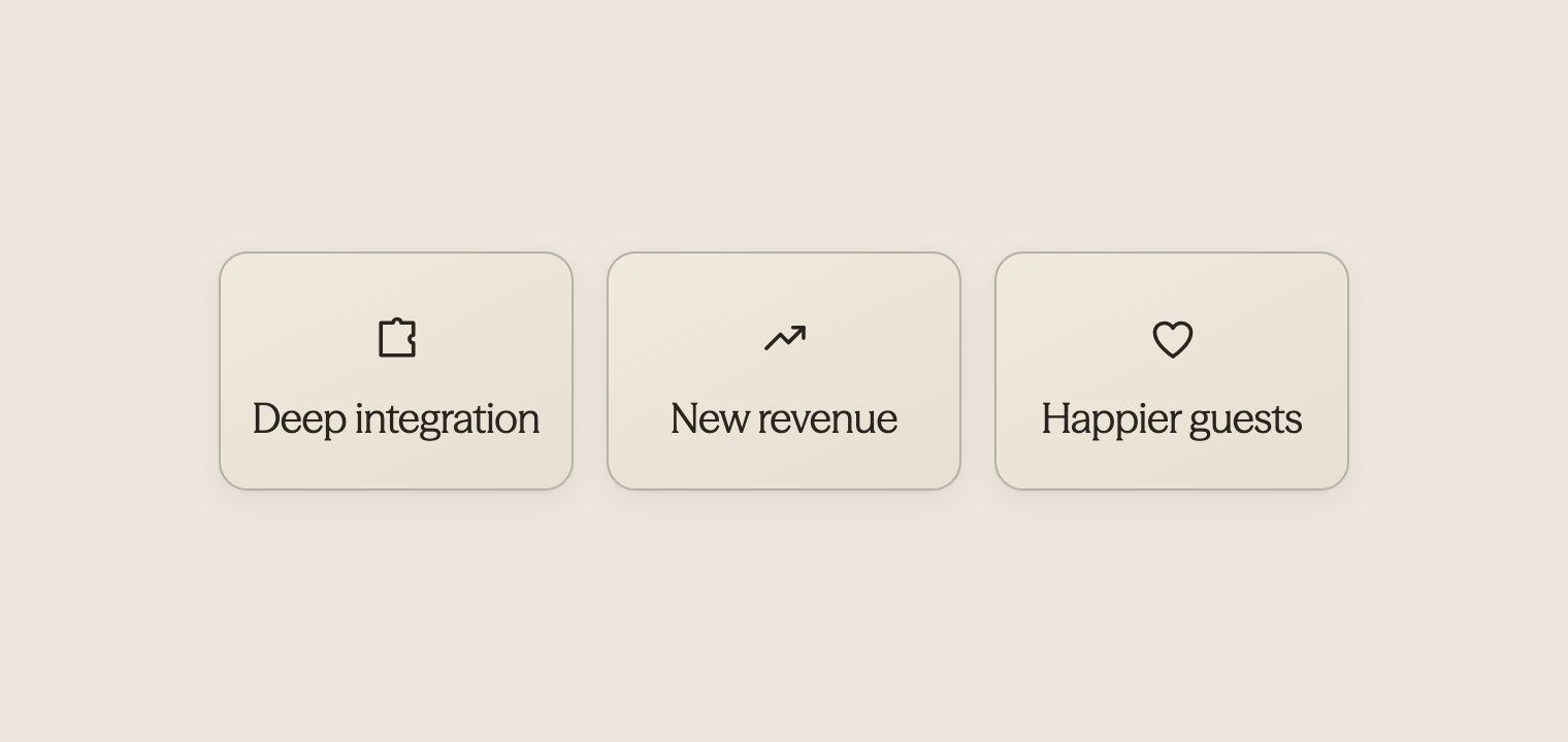 Three icons showing technology integration leading to revenue and satisfaction