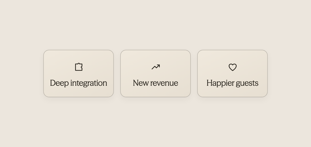 Three icons showing technology integration leading to revenue and satisfaction