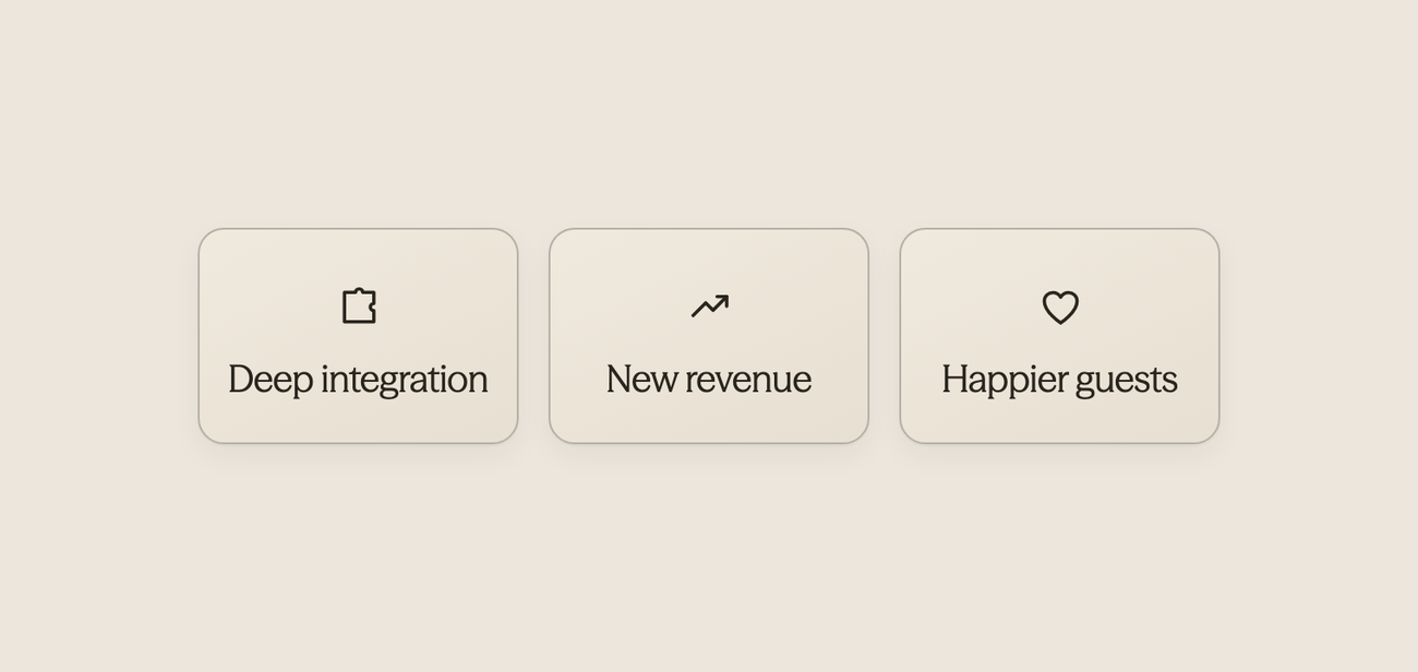 Three icons showing technology integration leading to revenue and satisfaction