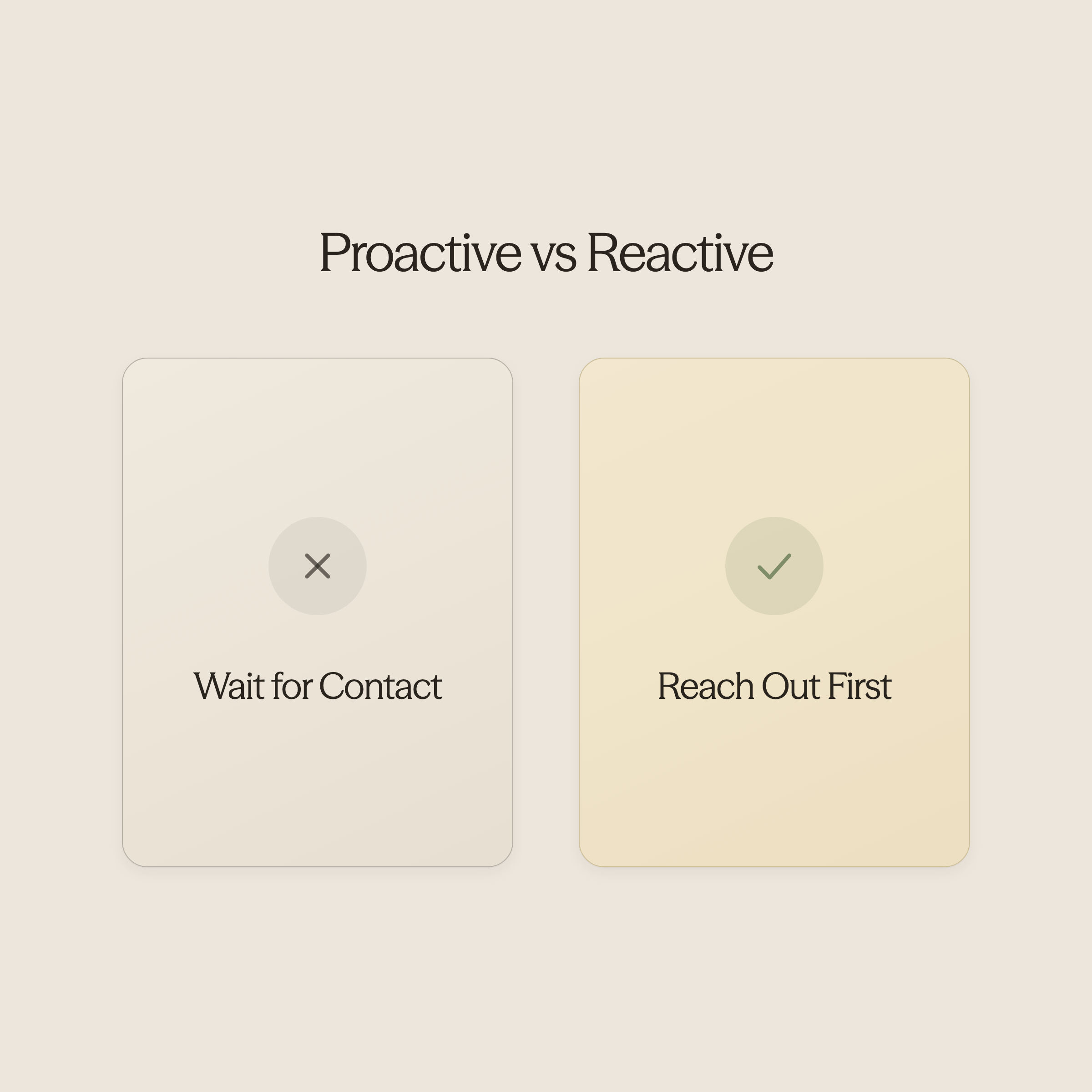 Scene comparing proactive hotel outreach versus passive waiting for guest contact