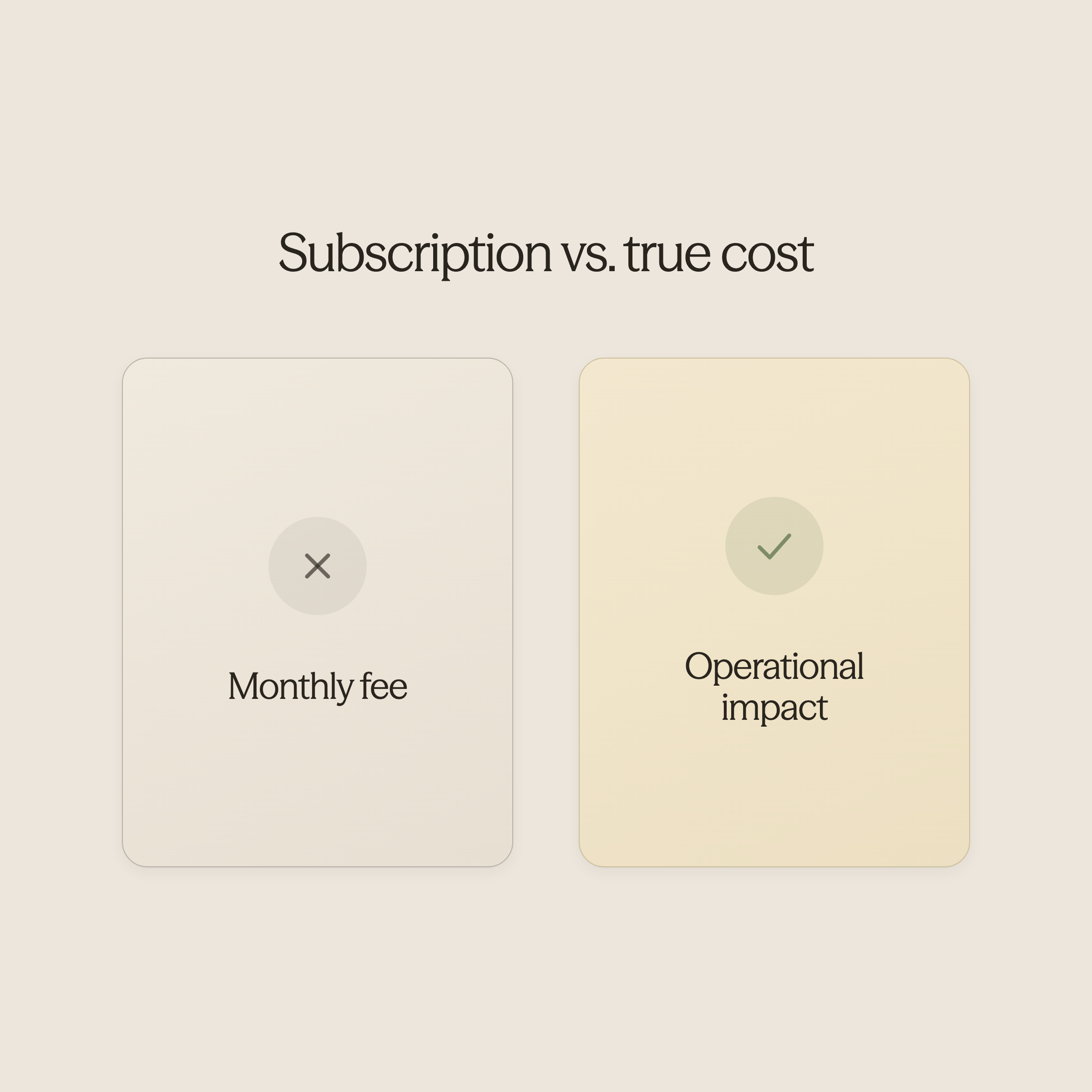 Balance scale comparing price versus value in hotel software decisions