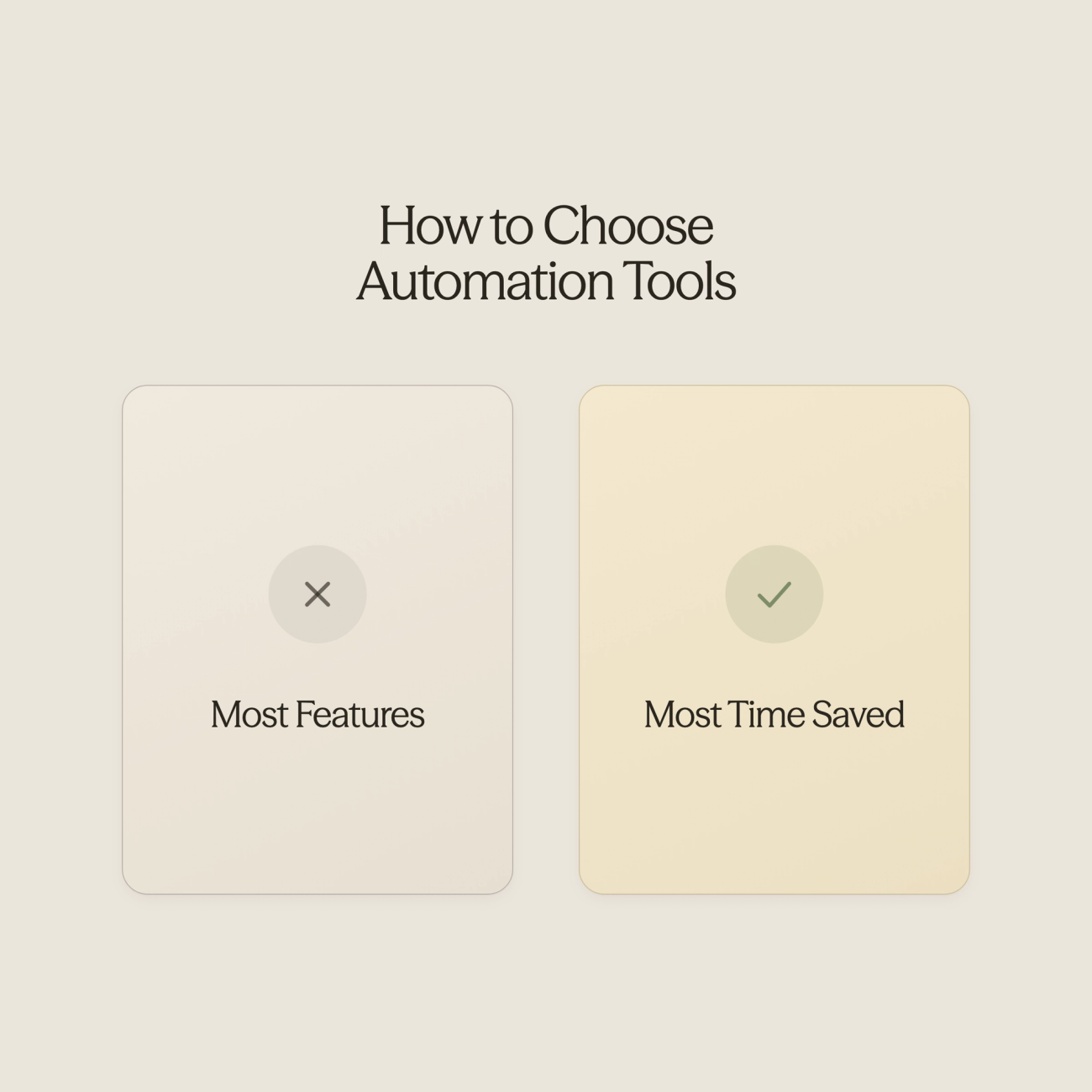 Comparison chart showing wrong vs right approach to tool selection