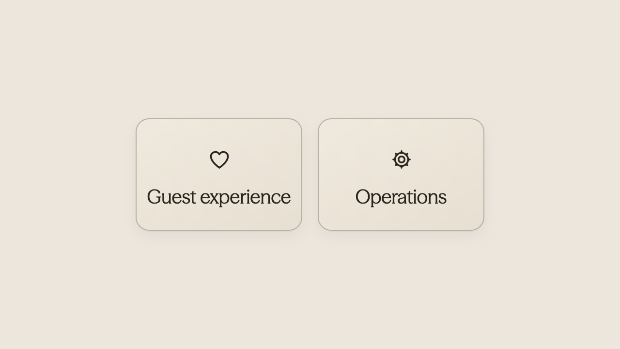 Two icons connected showing the relationship between guest experience and operations