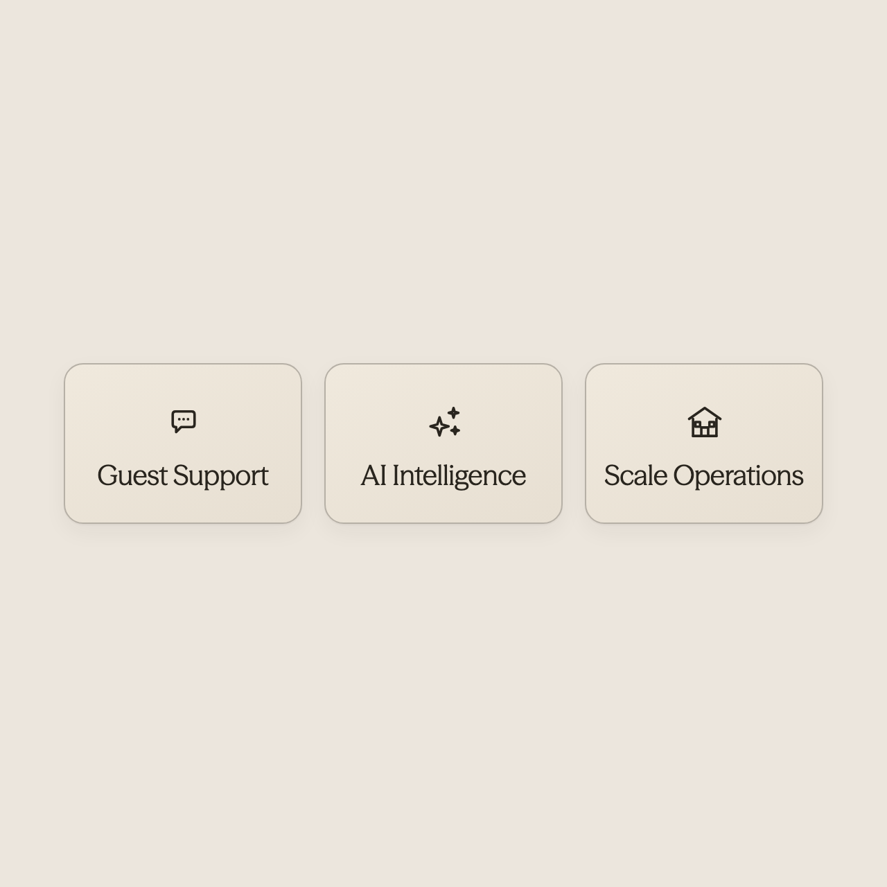Three icons showing progression from support to intelligence to operations
