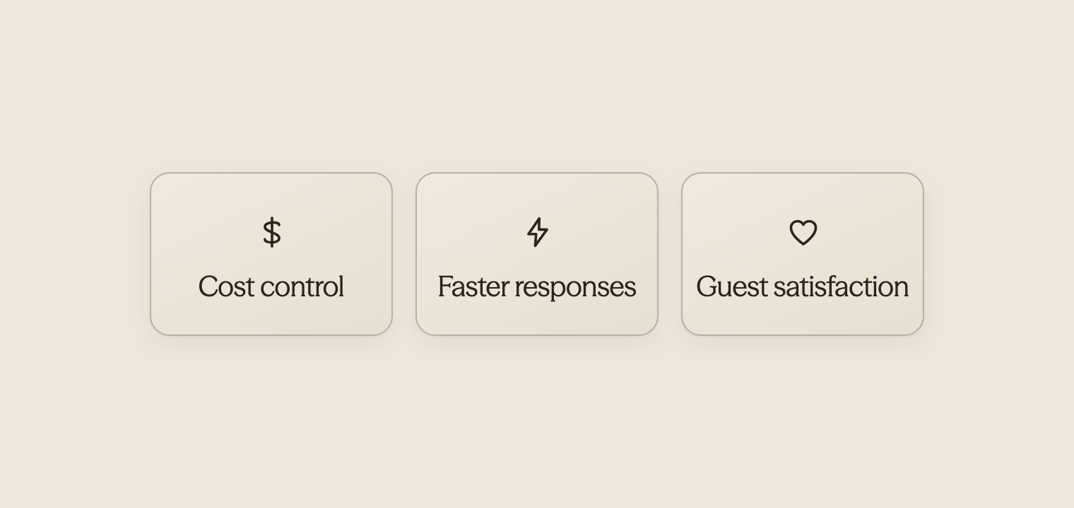 Three icons showing evolution from cost savings to guest satisfaction