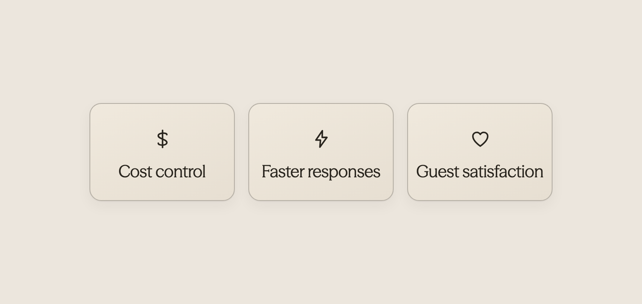 Three icons showing evolution from cost savings to guest satisfaction