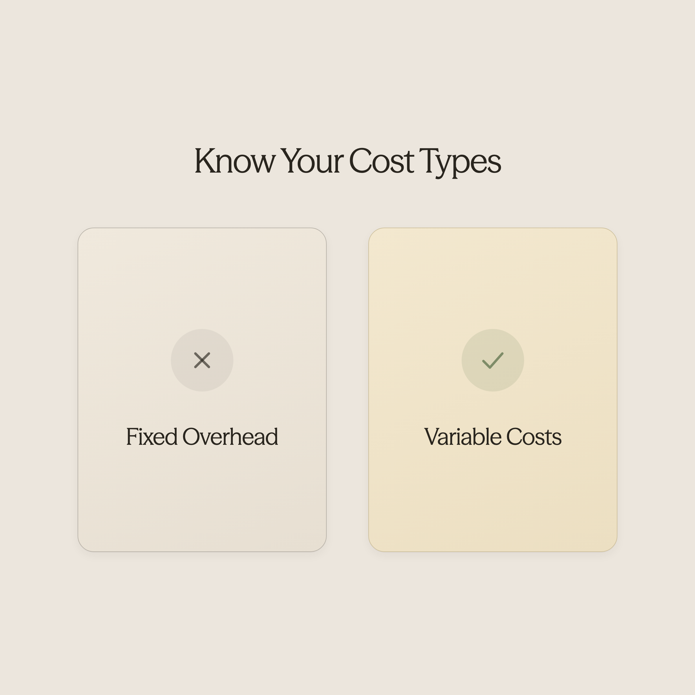 Balance scale icon comparing fixed and variable hotel costs
