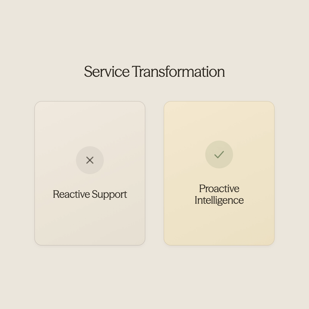 Before and after comparison showing service transformation