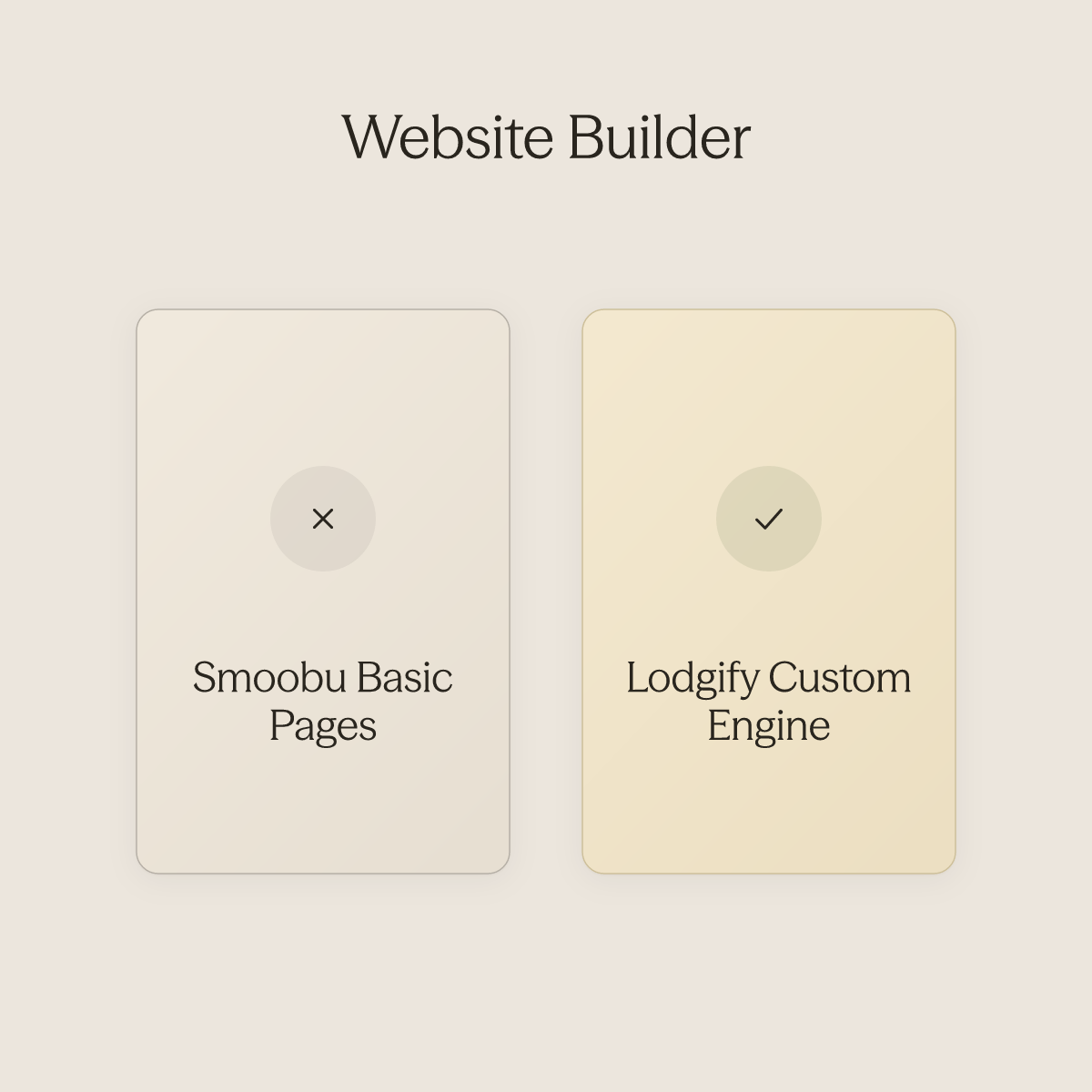 Side-by-side comparison of Smoobu basic pages versus Lodgify's customizable booking engine