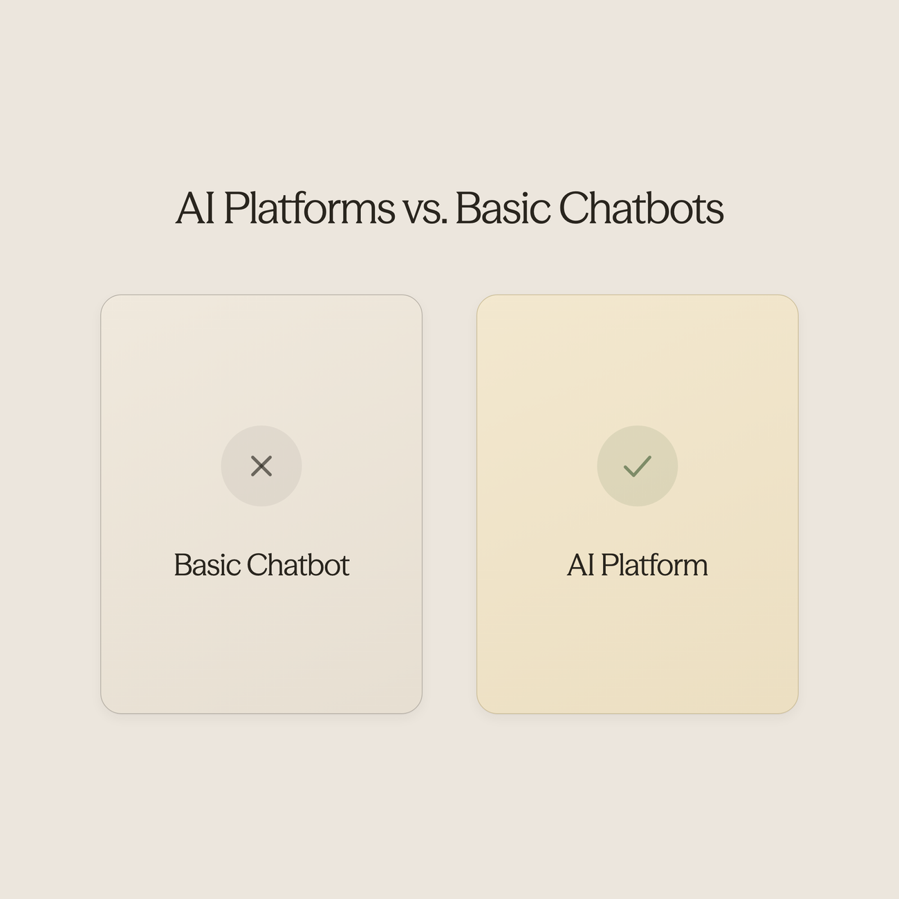 Split scene showing the difference between basic chatbot interactions and comprehensive AI property management