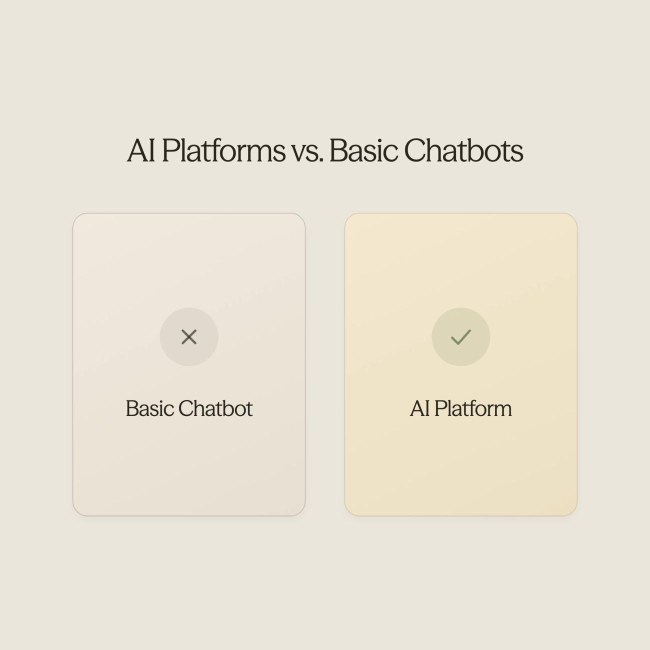 Split scene showing the difference between basic chatbot interactions and comprehensive AI property management