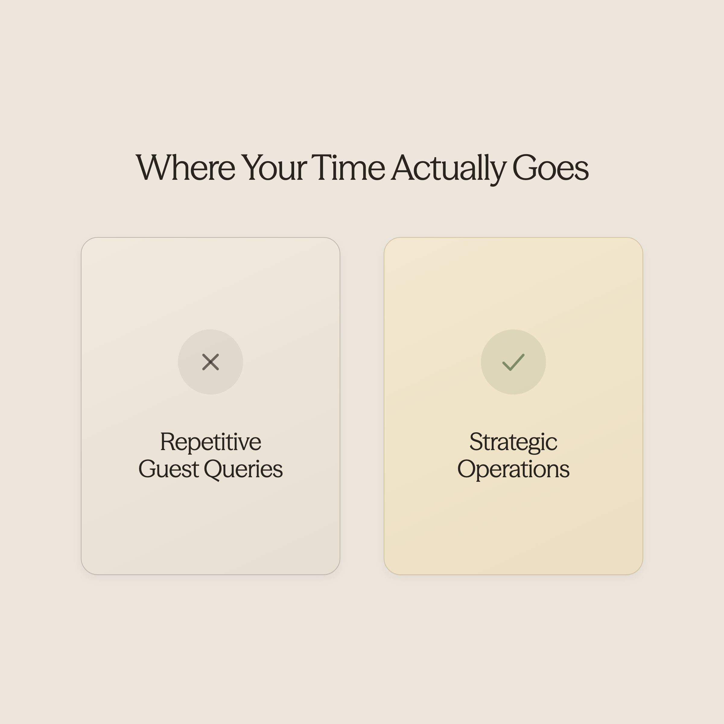 Balance scale comparing hospitality and operational tasks - AI for Vacation Rentals