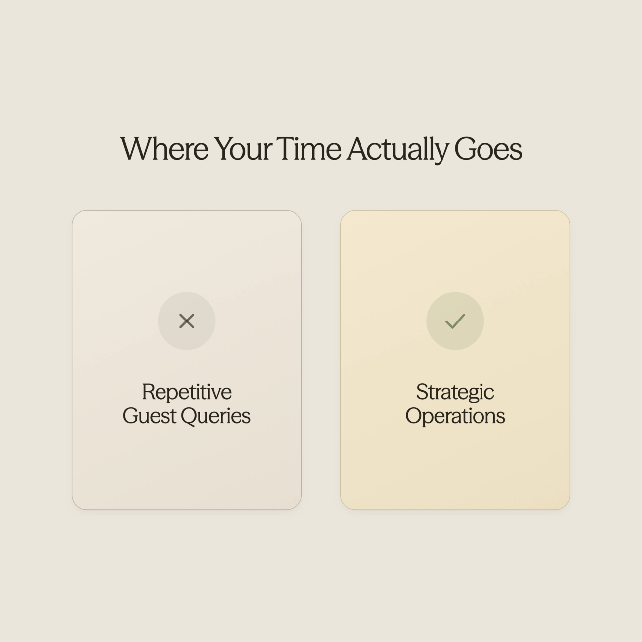 Balance scale comparing hospitality and operational tasks - AI for Vacation Rentals