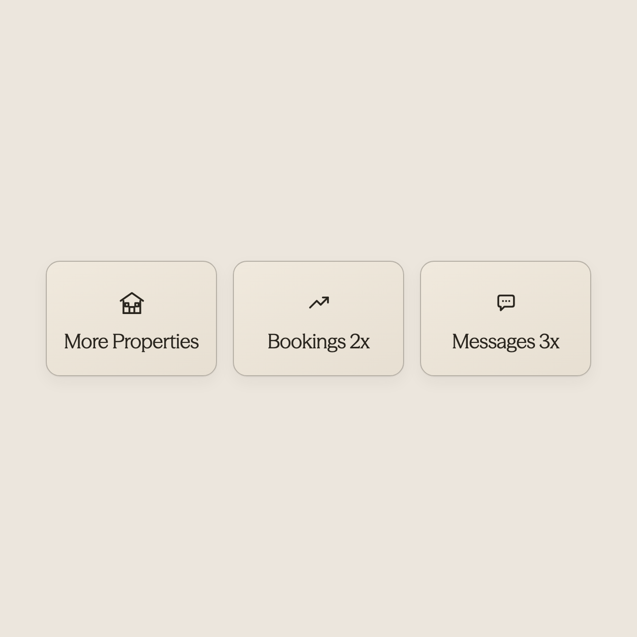 Three icons showing property growth leading to exponential message increase