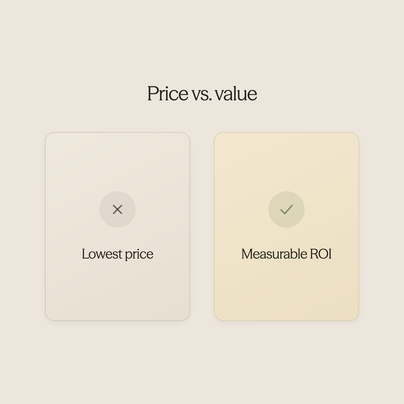 Balance scale comparing price versus value