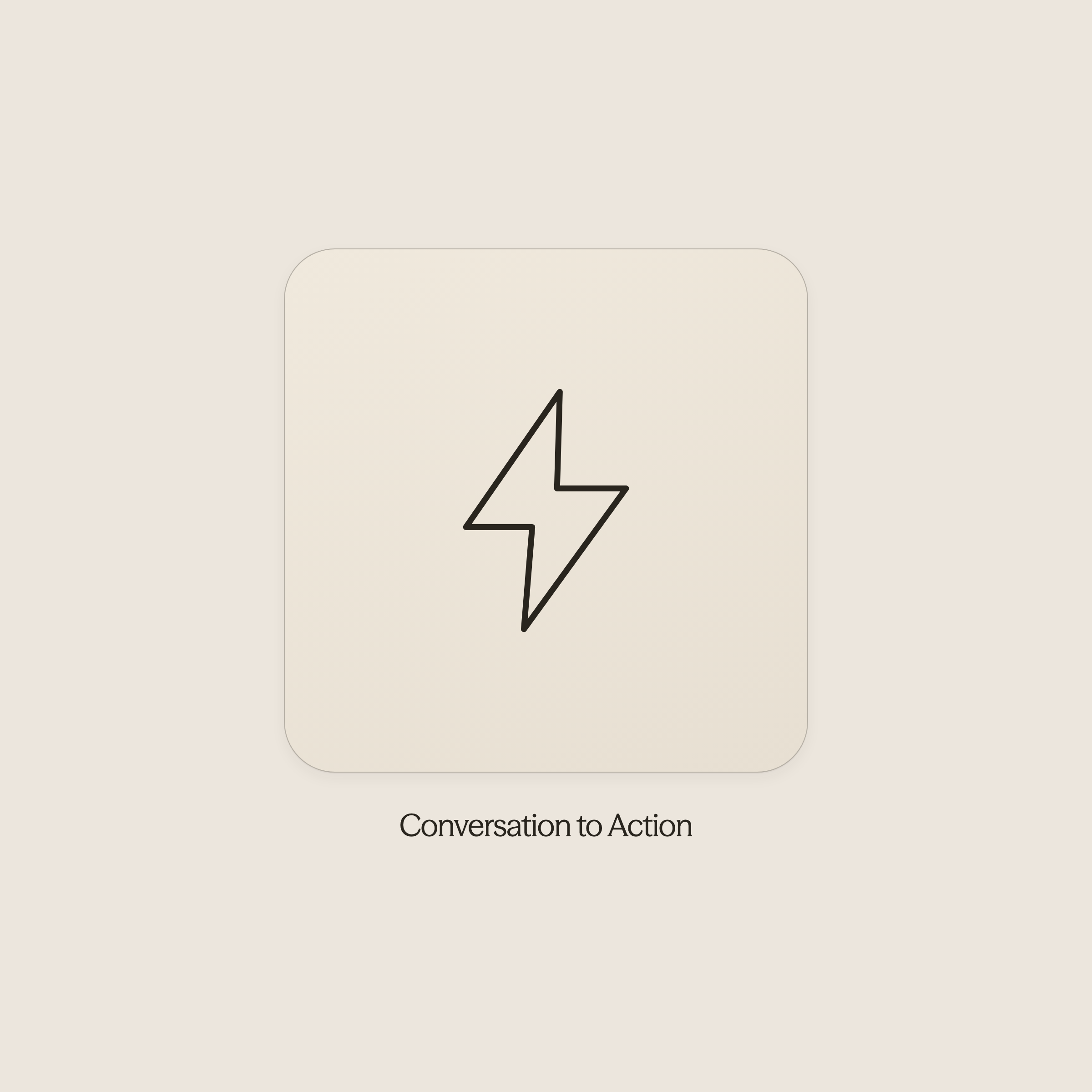 Chat bubble connected to gear icon showing conversation-to-action integration