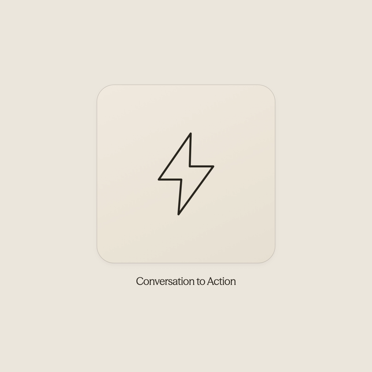 Chat bubble connected to gear icon showing conversation-to-action integration