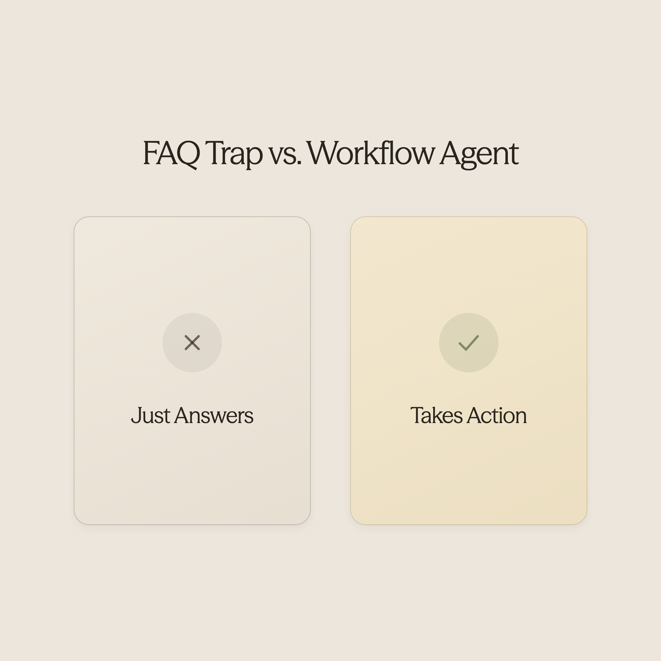 Split scene showing chatbot answering questions versus completing actual tasks