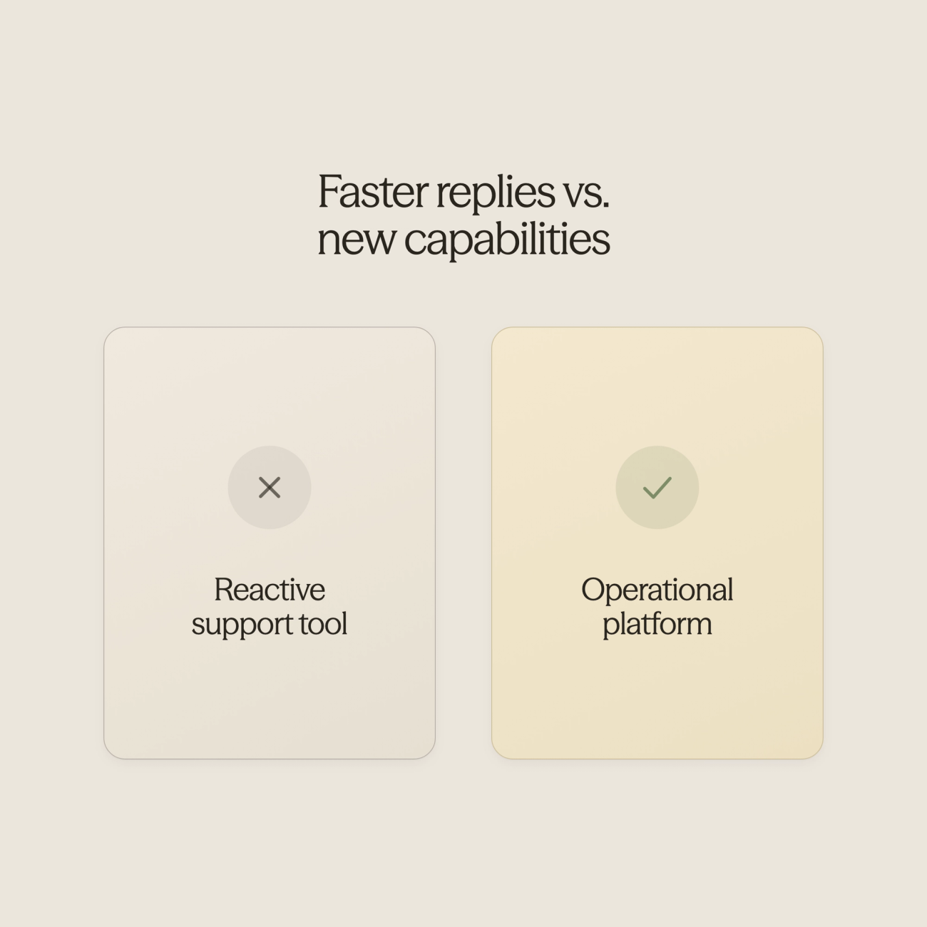 Before and after infographic showing AI shifting from faster replies to unlocking new capabilities