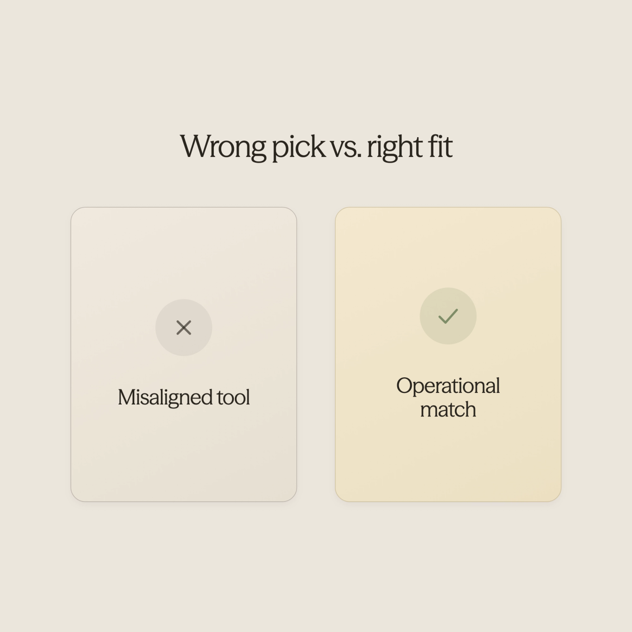 Balance scale comparing right vs wrong AI tool choices