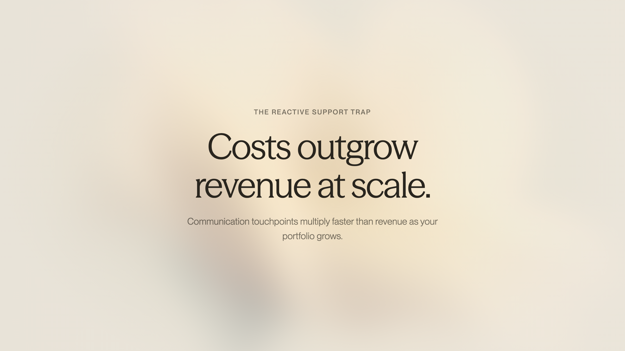 Scale showing imbalance between growth and costs in reactive support - AI for Vacation Rentals