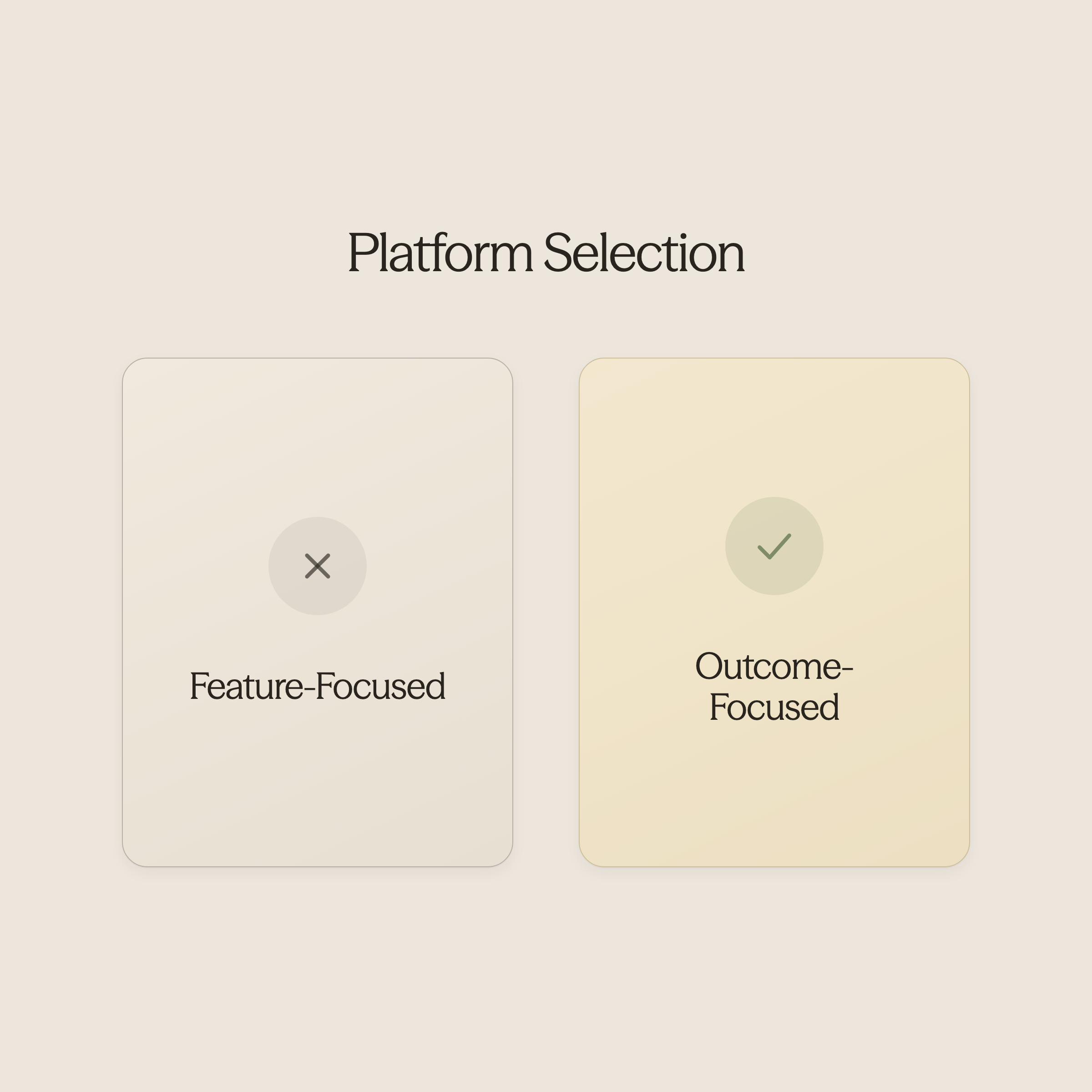 Comparison between feature-focused and outcome-focused platform evaluation approaches