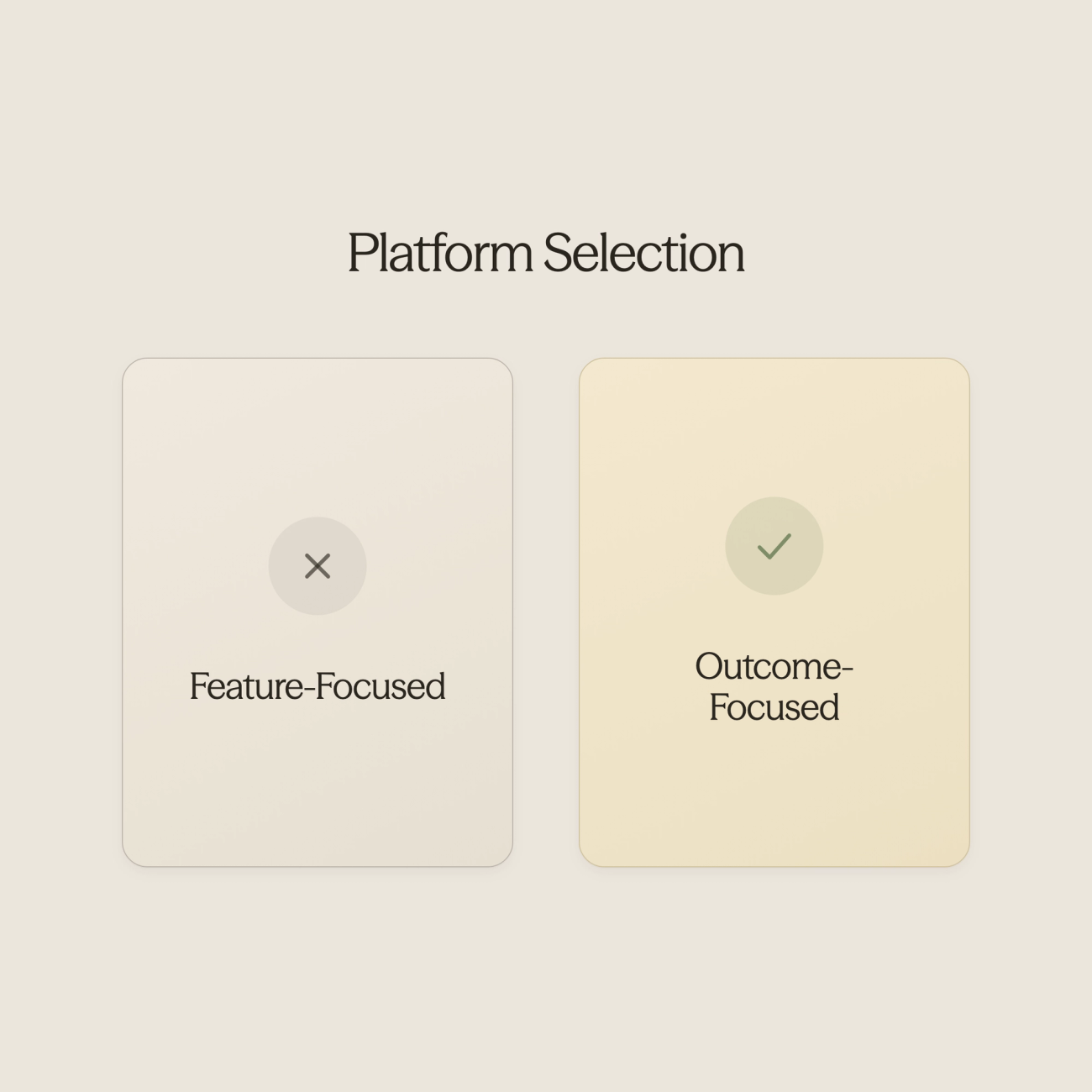 Comparison between feature-focused and outcome-focused platform evaluation approaches