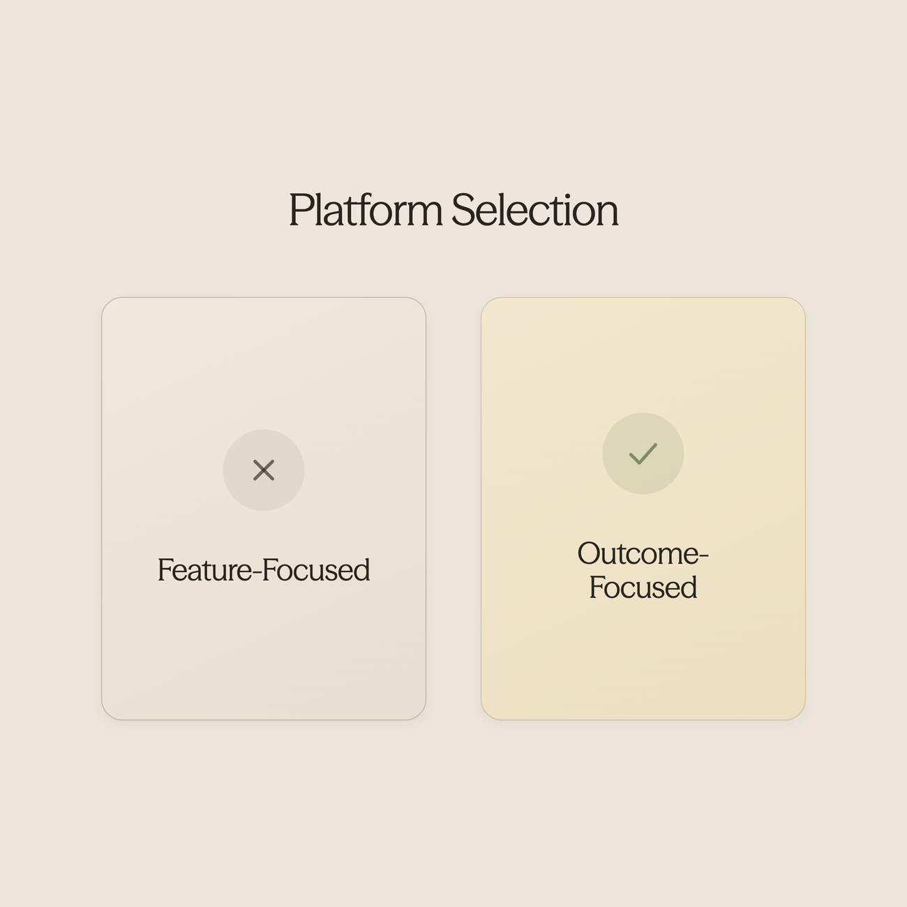 Comparison between feature-focused and outcome-focused platform evaluation approaches