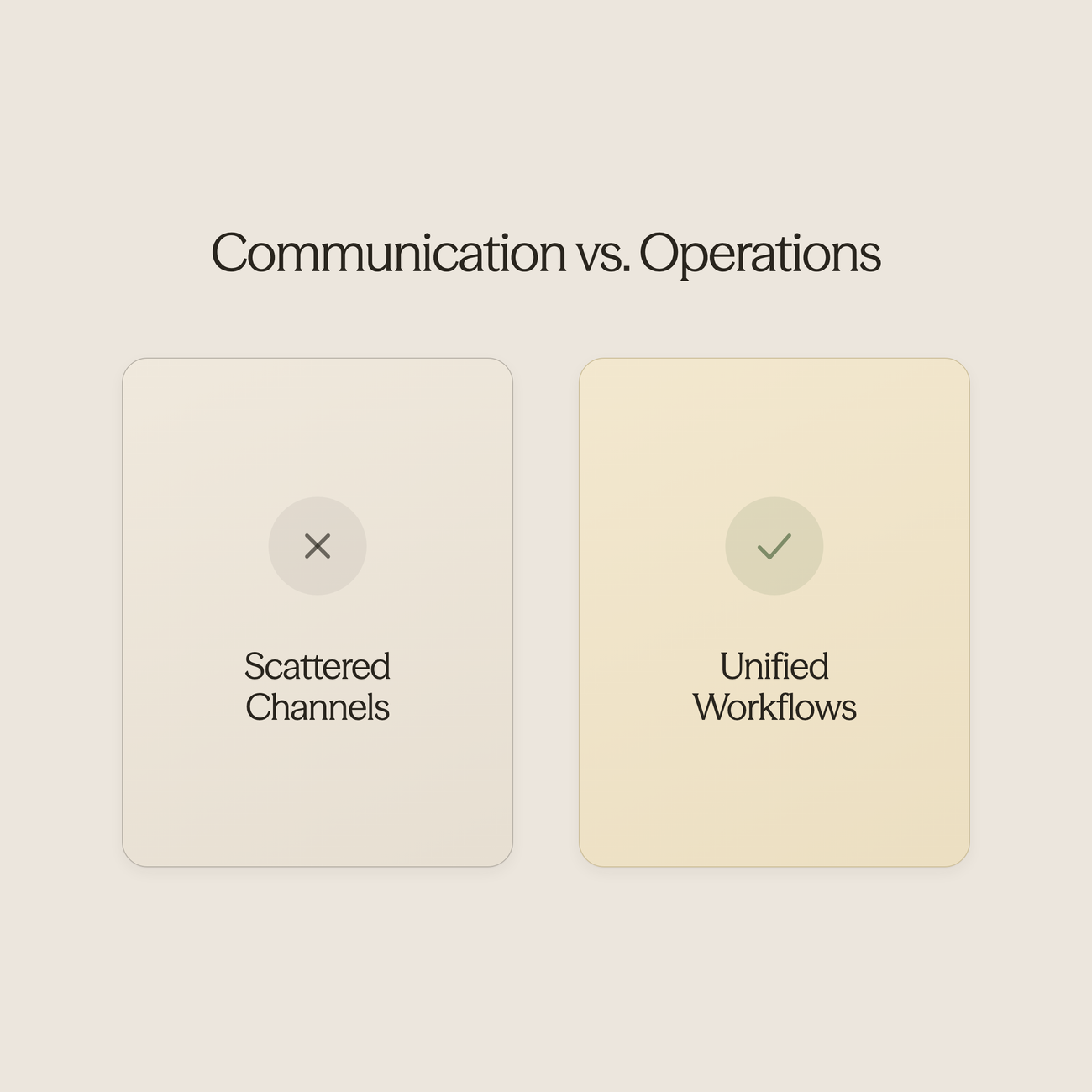 Split scene showing scattered communication versus organized workflows - AI Use Cases in Hospitality