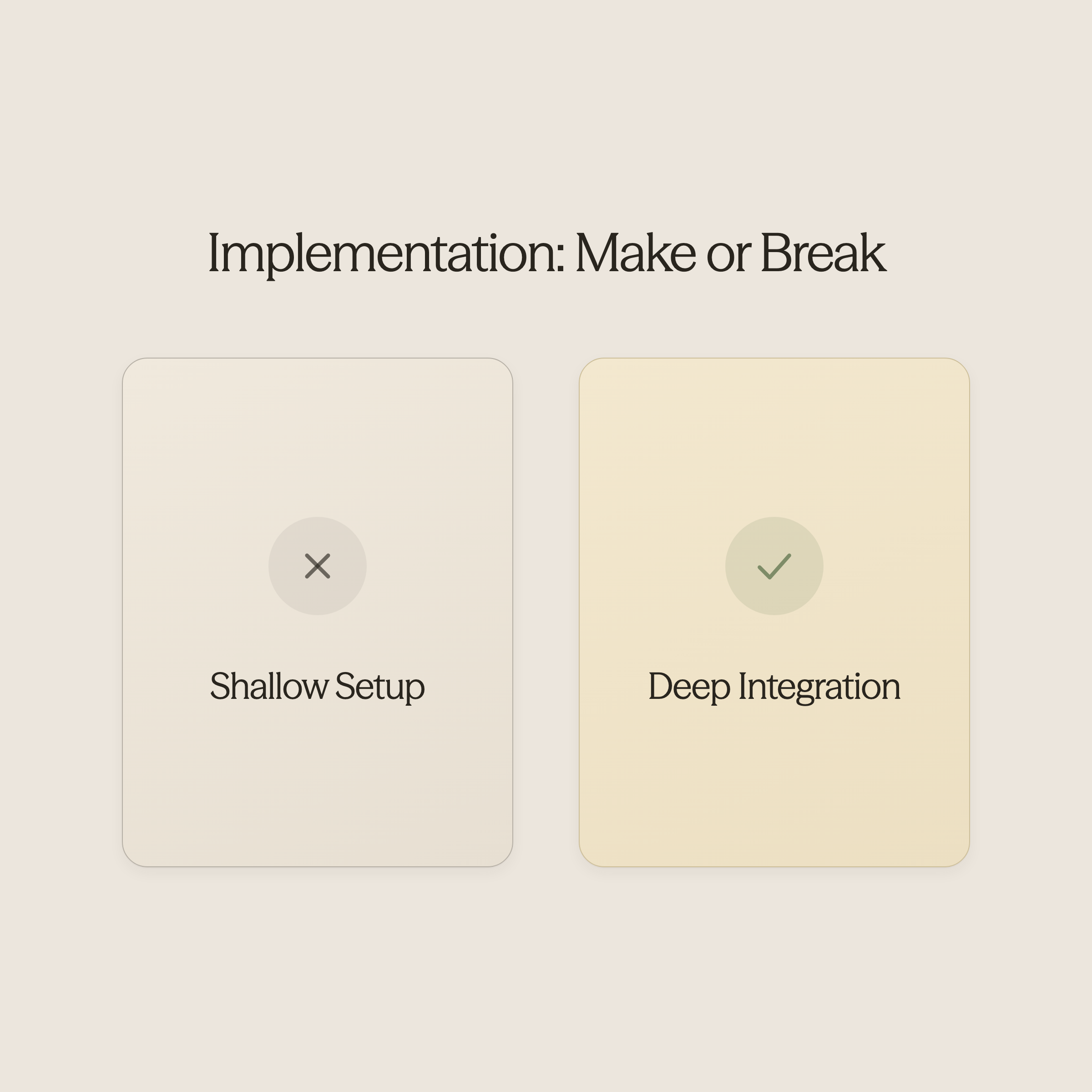 Split scene illustration showing successful versus failed chatbot implementation approaches